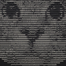 The CLANKCAT mascot, a cat made entirely of ASCII characters